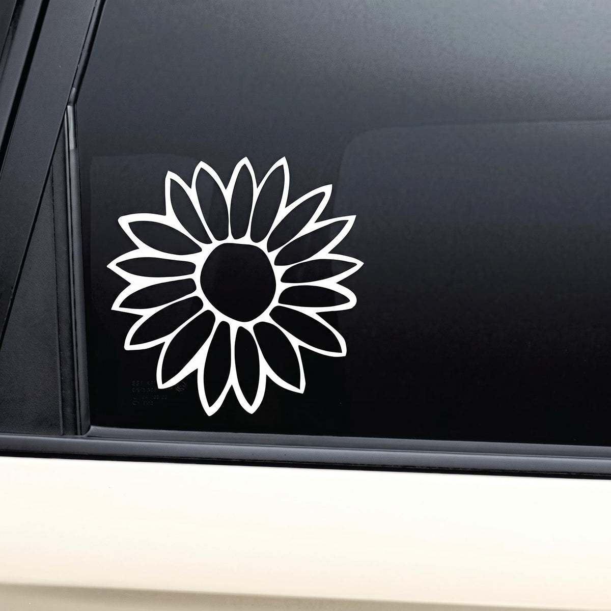 Decaltor Flower Outline Vinyl Decal, White, 5 in, Car Window Sticker
