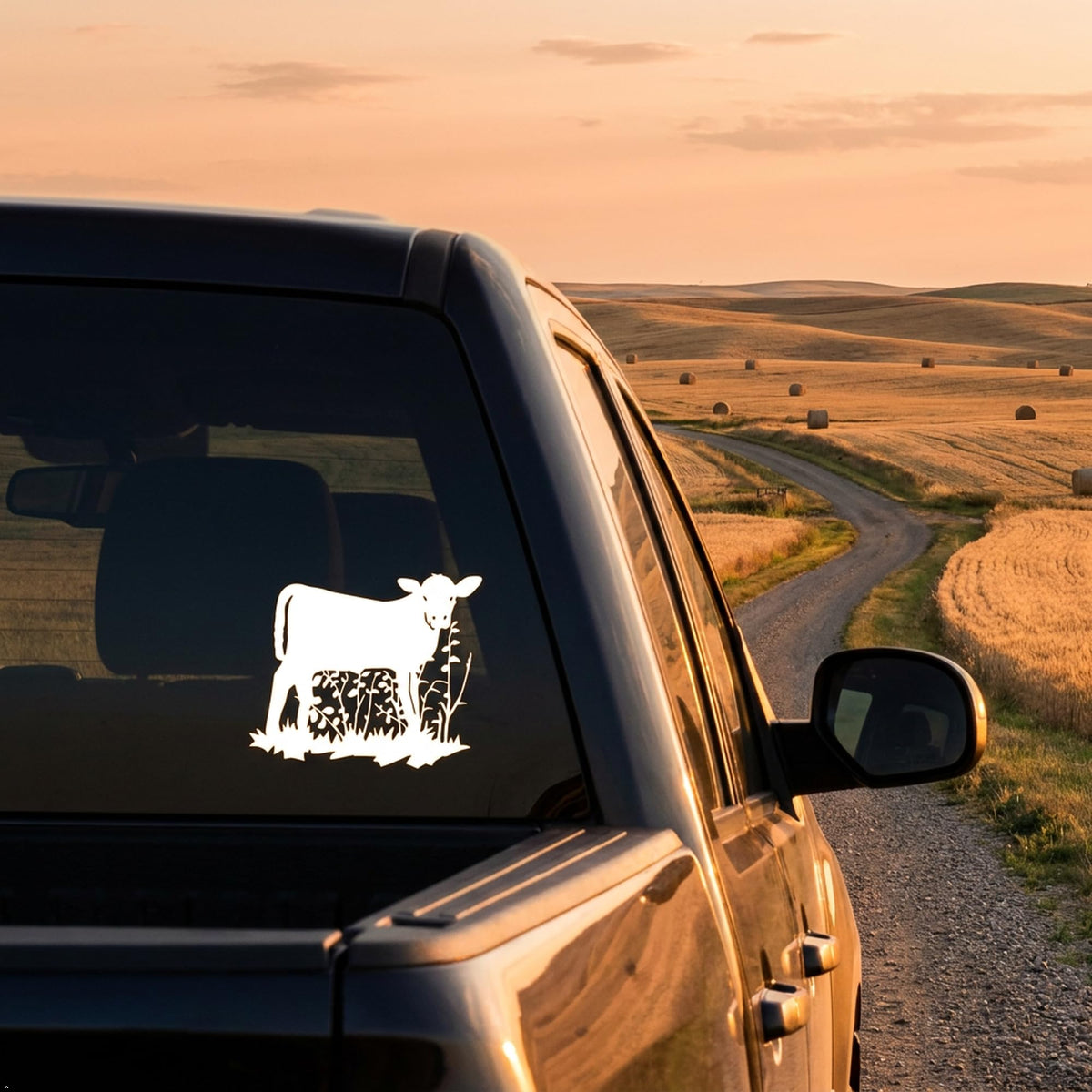 Picniva Cow Sty3 Vinyl Car Window Decal, Approx 5 in