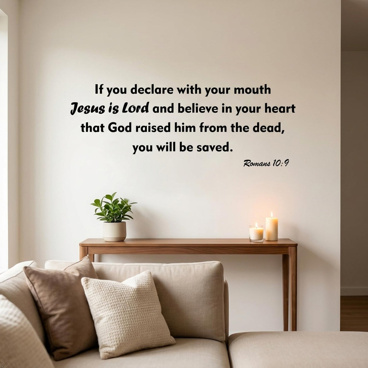 Picniva If You Declare with Your Mouth Jesus Vinyl Wall Decal (Black, 40''Width)