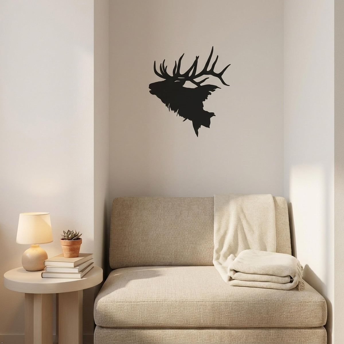 Picniva Elk Head Style 2 Vinyl Wall Decal Hunting Lodge Decor