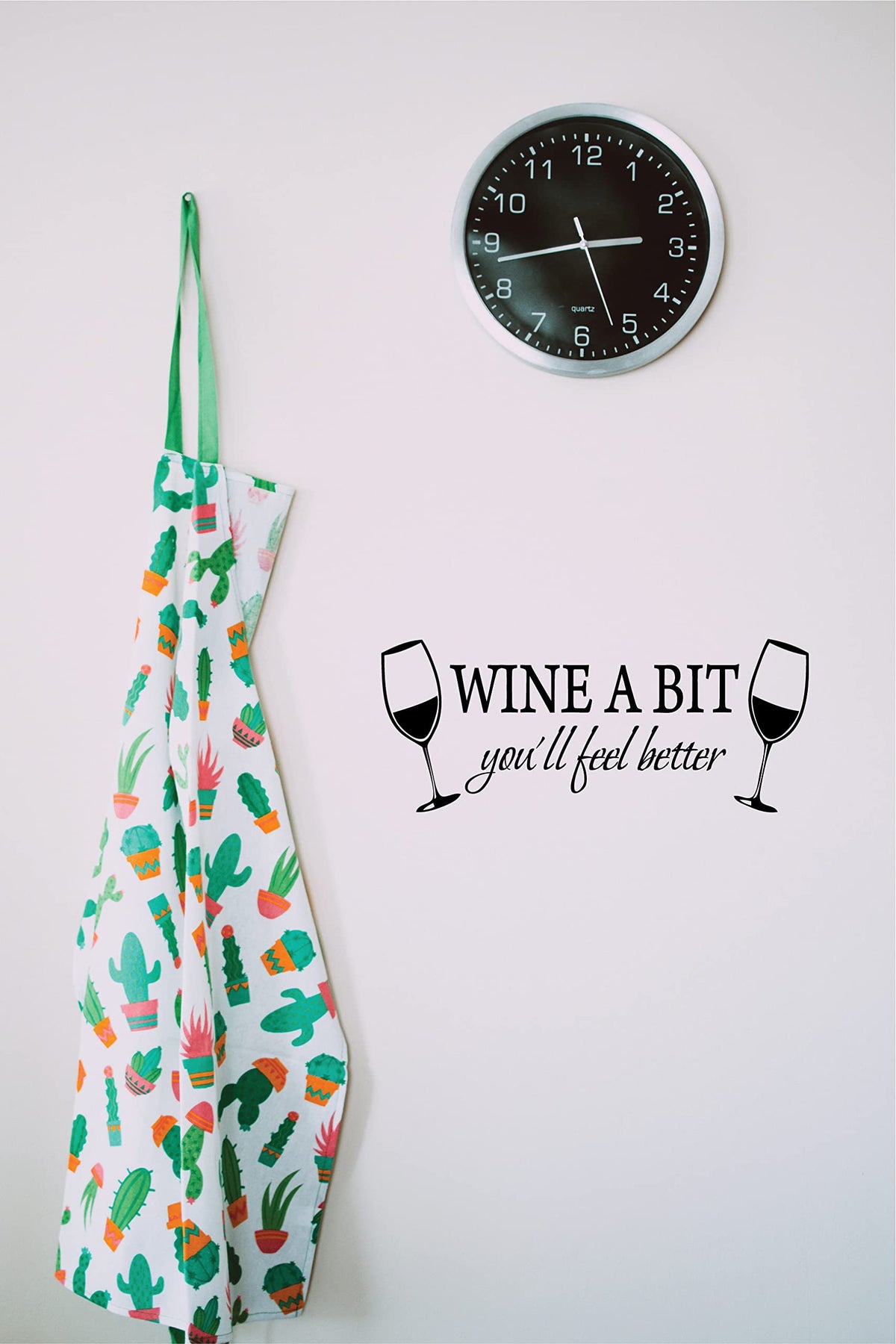 Picniva Wine a Bit You'll Feel Better Vinyl Wall Decal, Black, 22 x 9 in