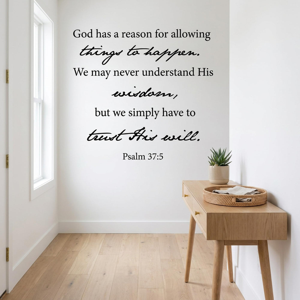 Decaltor Psalm 37:5 Trust His Will Christian Quote Vinyl Wall Decal Decor