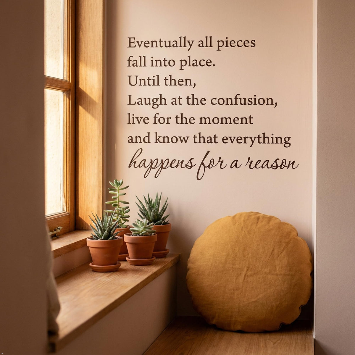 Picniva Eventually All Pieces Fall Into Place Wall Decal, Black, 18 x 22 in