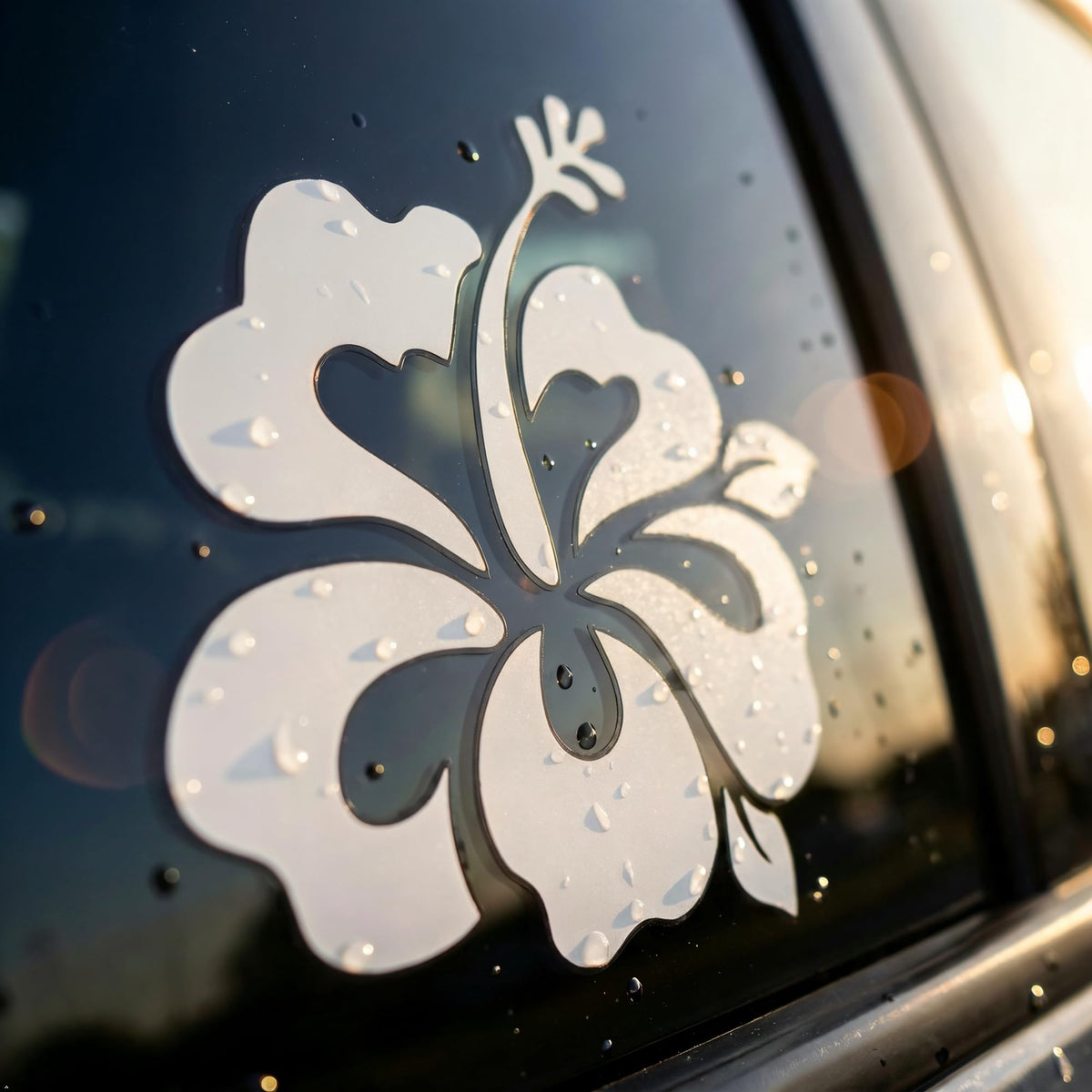 Decaltor Hawaiian Hibiscus Flower Vinyl Decal, 5 in square