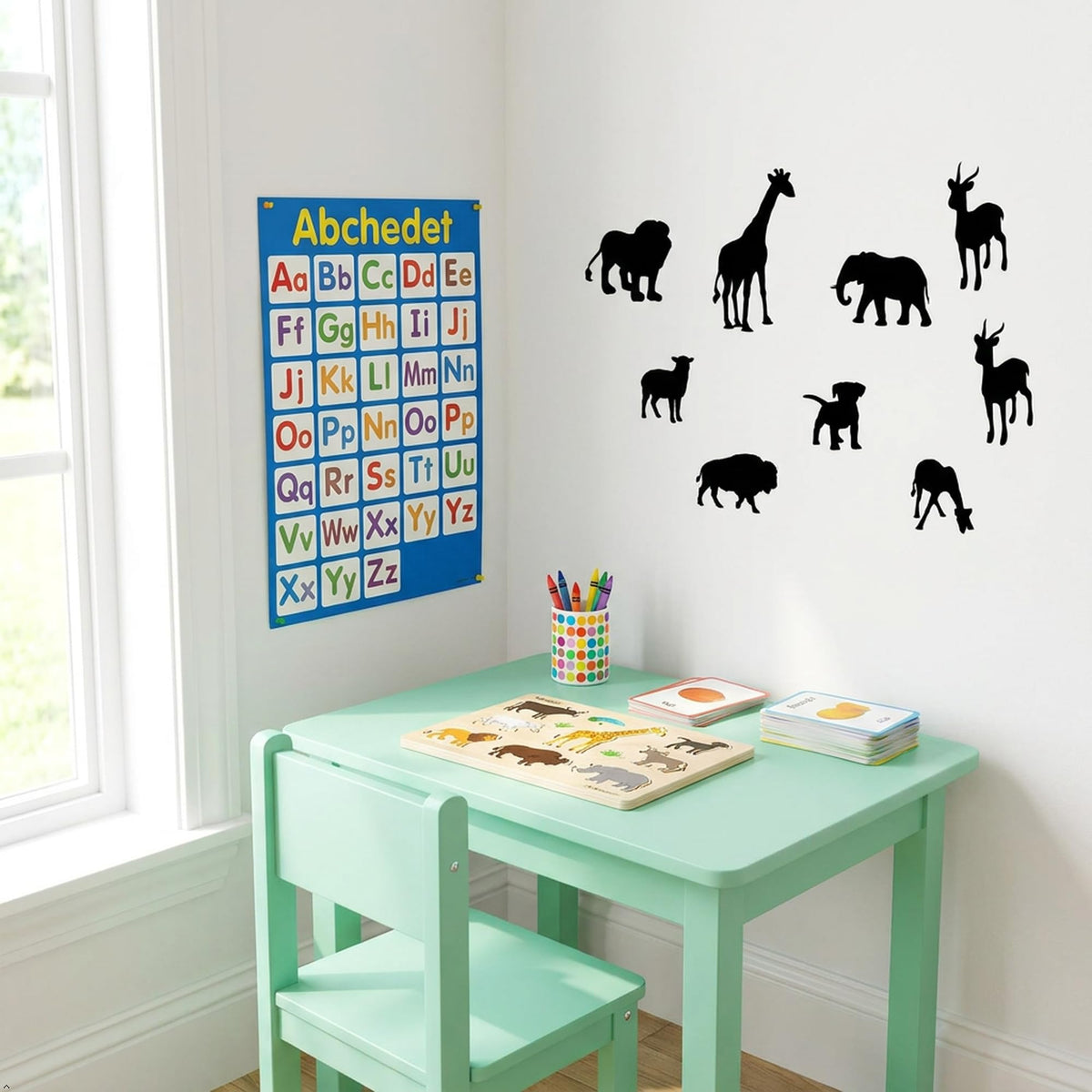Picniva Safari Baby Animal Wall Decals Black & White Nursery Decor