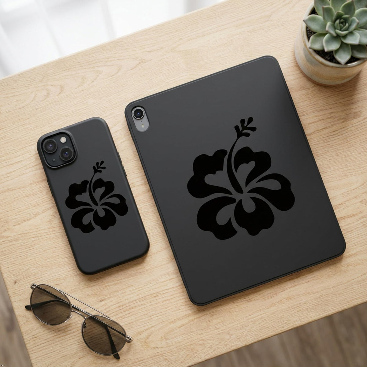 Decaltor Hawaiian Hibiscus Flower Vinyl Decal, 5 in square