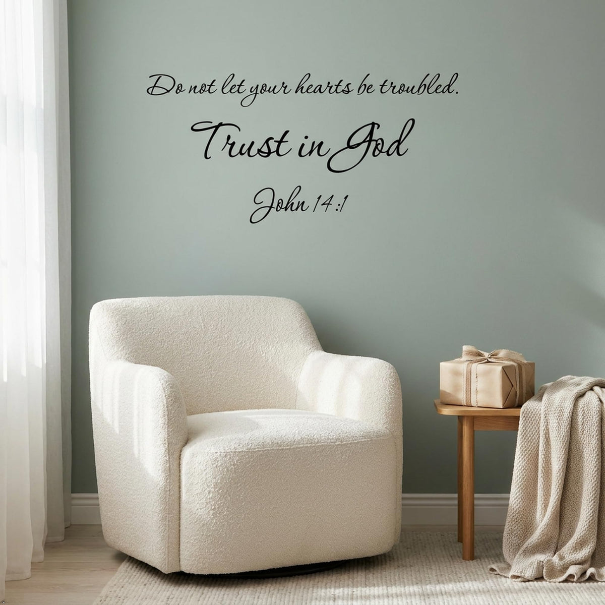 Picniva John 14:1 Bible Verse Wall Decal, Black, 29 x 14 in, Trust God