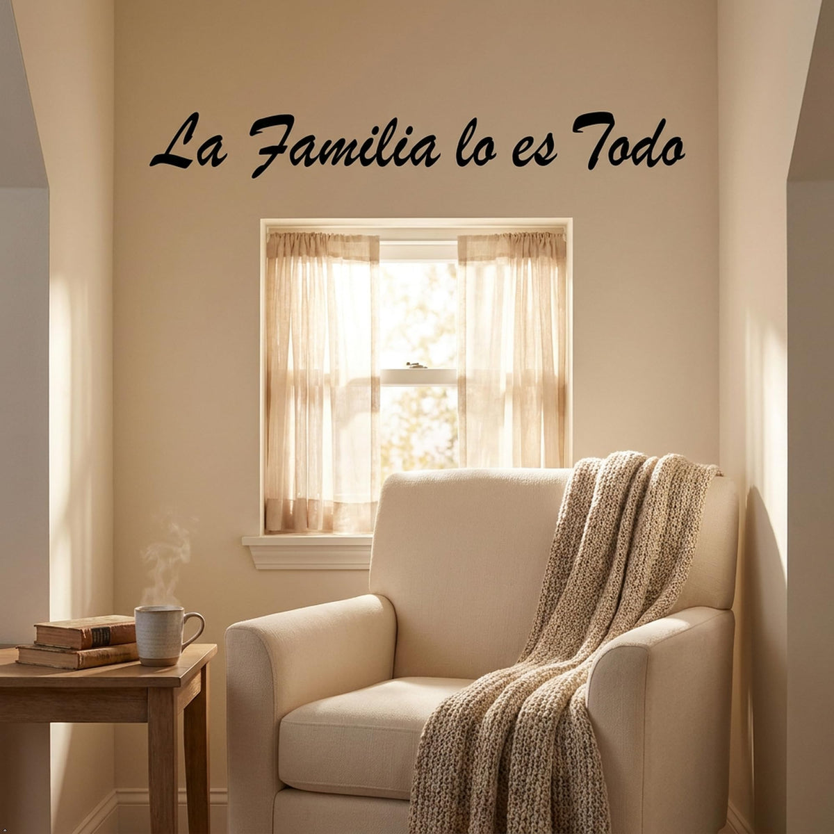 Picniva Matte Family is Everything Spanish Vinyl Wall Decal Love (Black, 30''Width)