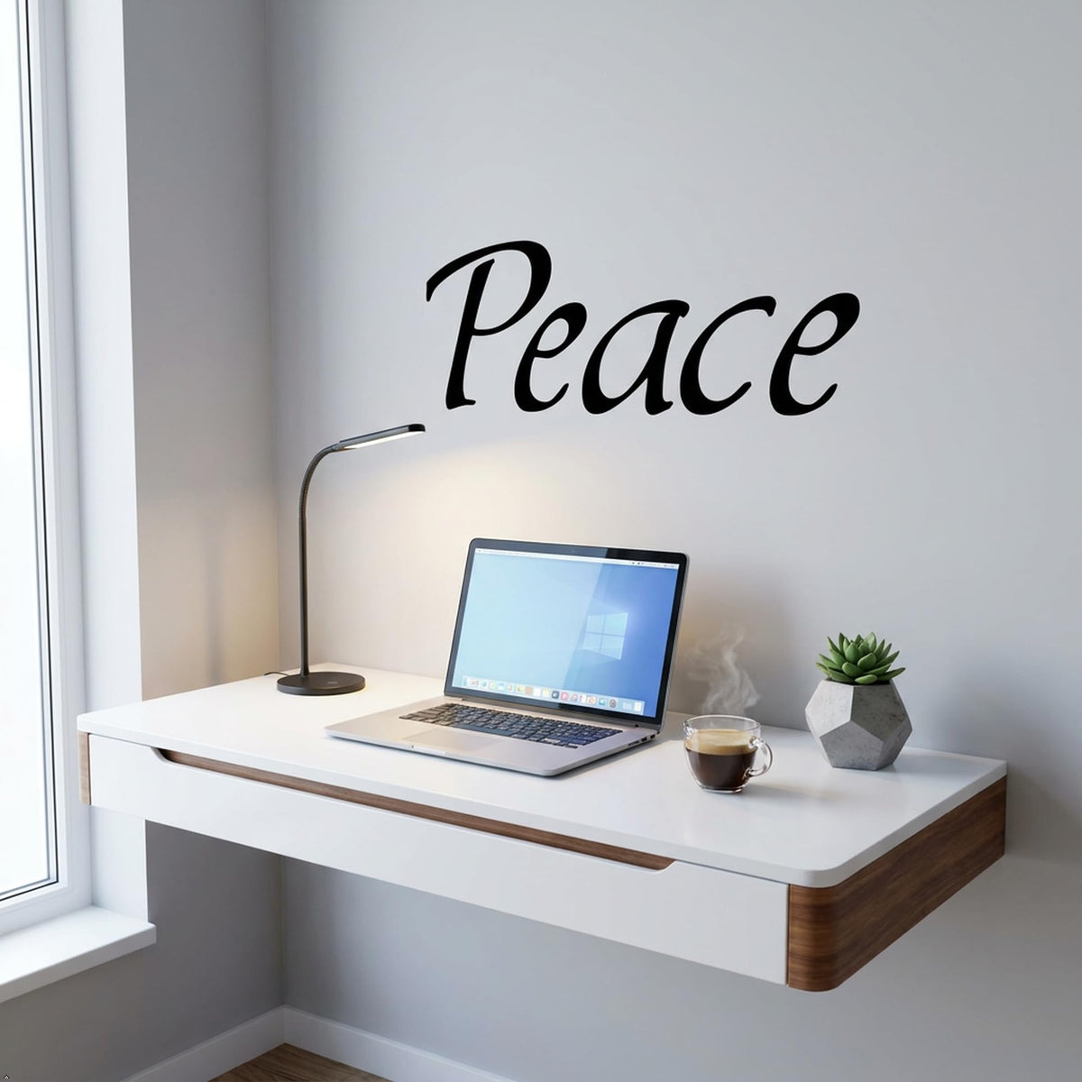 Picniva Peace Removable Vinyl Wall Decal (Black, 35''Width)