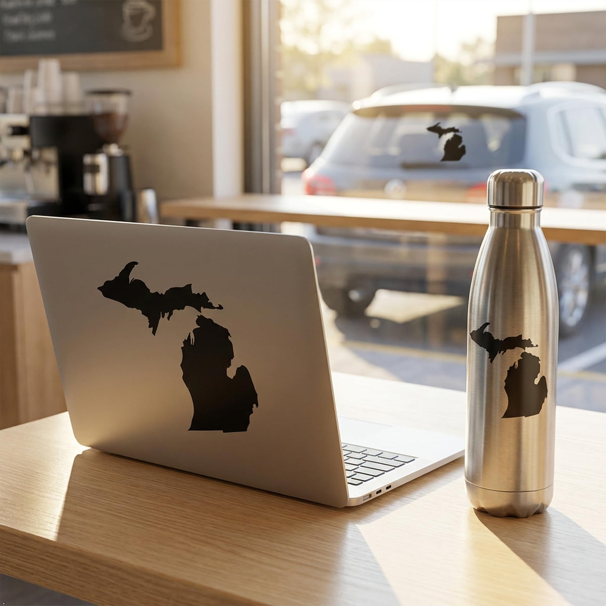 Picniva Black Michigan MI State Map Car Vinyl Decal, 3 in - Color: black - Size: 3 inches