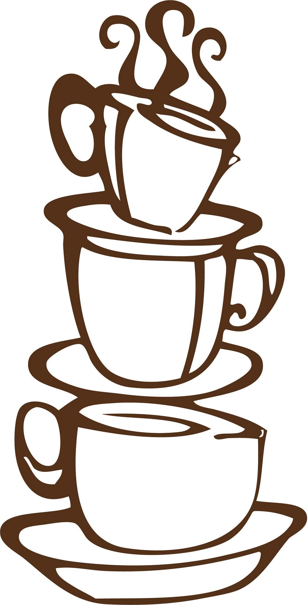 Picniva Coffee Cup Removable Vinyl Wall Decal for Kitchen, Brown, 15 x 8 in