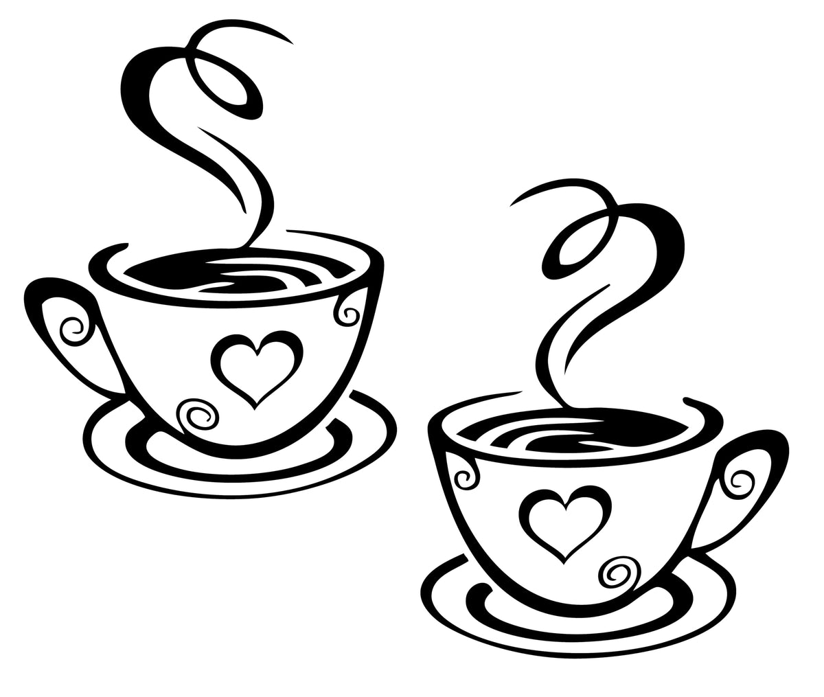 Decaltor Dual Coffee Cup Vinyl Wall Decal, Black, 12 x 7 in, Home Decor