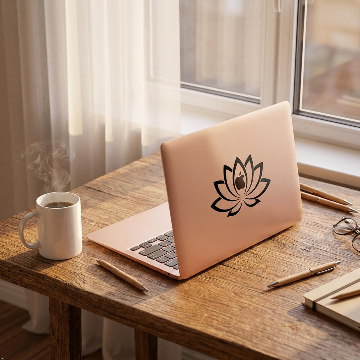 Decaltor Lotus Flower #2 5 in Vinyl Decal Laptop Bumper Wall
