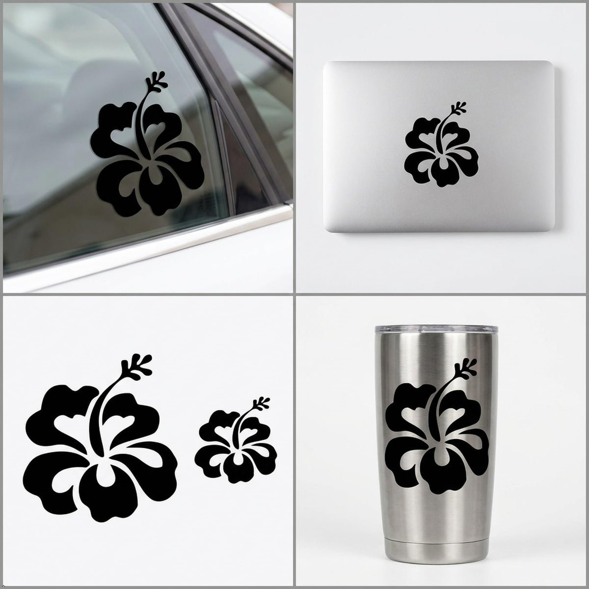 Decaltor Hawaiian Hibiscus Flower Vinyl Decal, 5 in square
