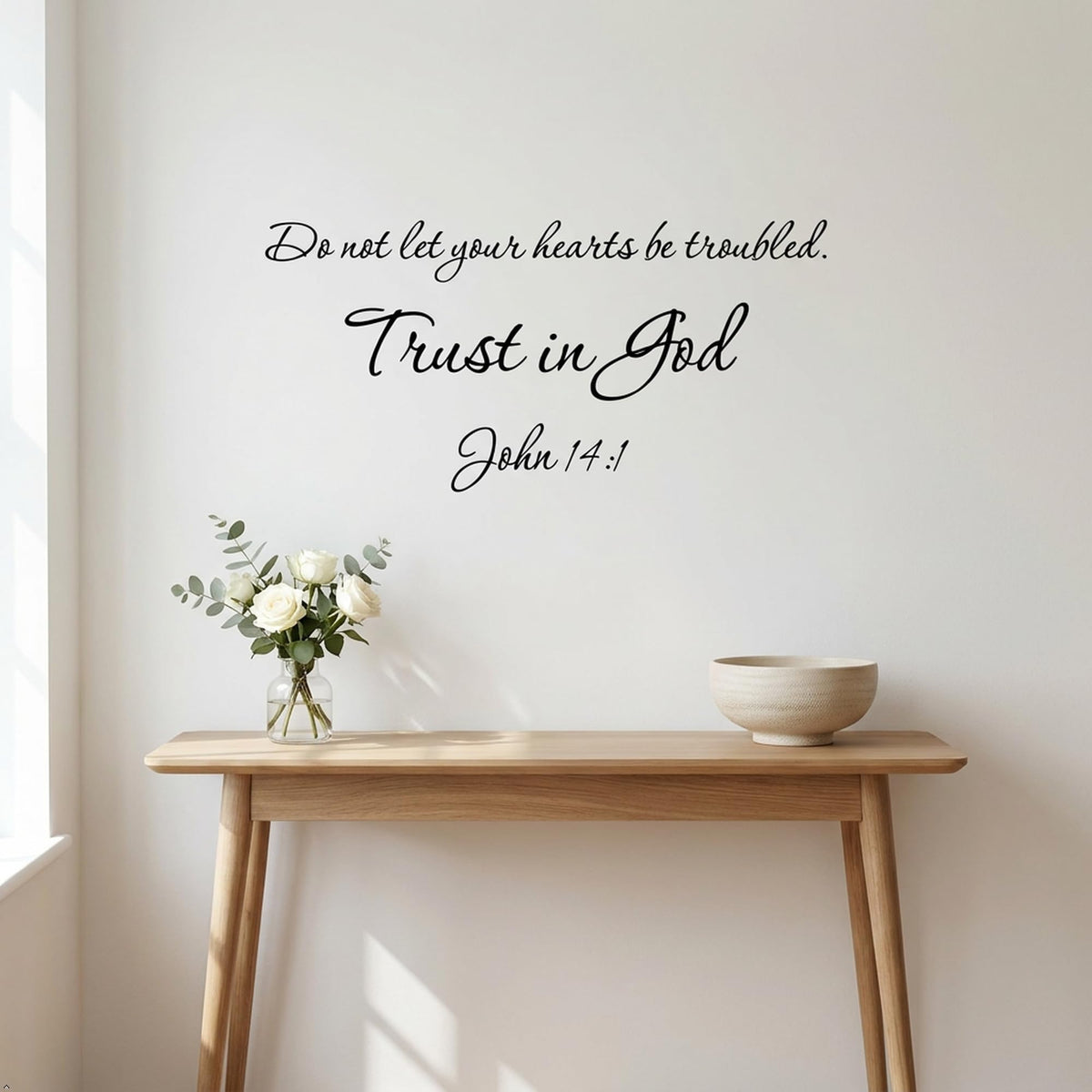 Picniva John 14:1 Bible Verse Wall Decal, Black, 22 x 10 in, Trust God