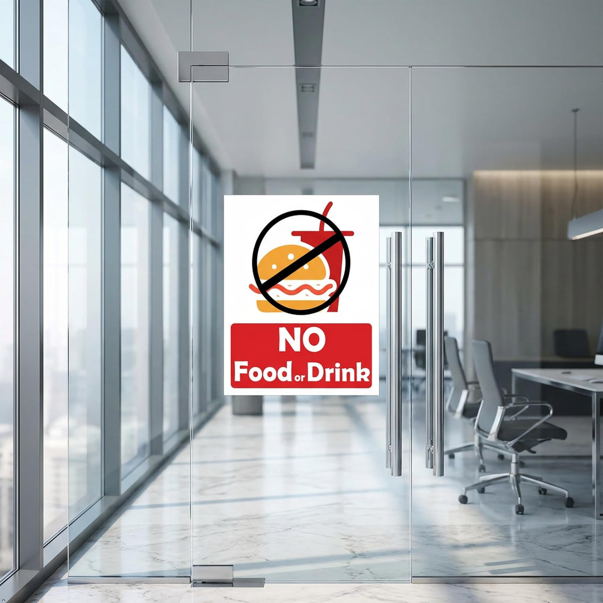 Picniva No Food or Drink Notice Stickers, 5 in, Two Pack