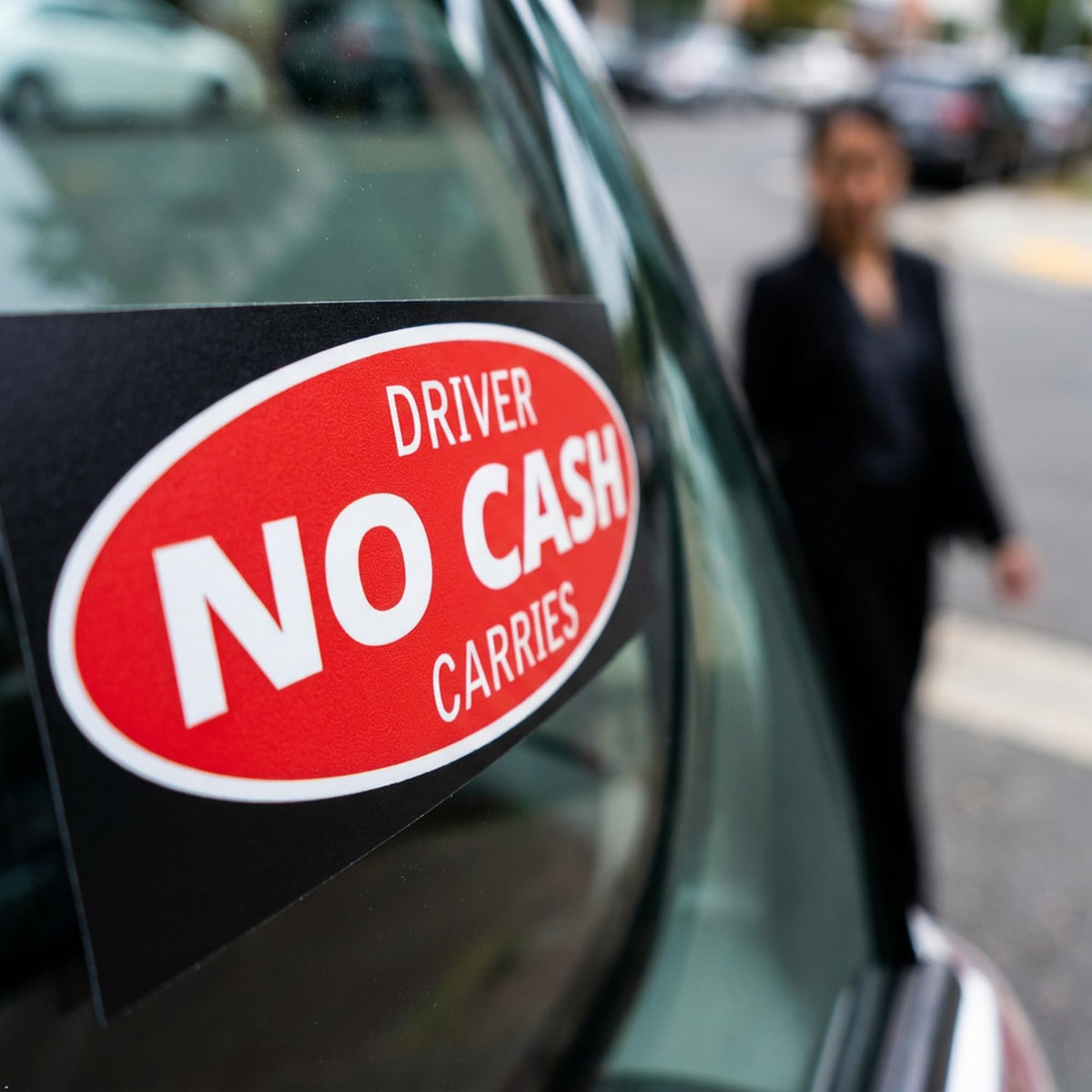 Picniva Driver Carries No Cash Stickers, 9 x 22 in, Two Pack