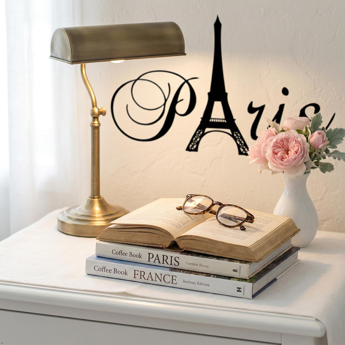 Decaltor Paris Eiffel Tower Vinyl Wall Decal for Girls Bedroom Decor