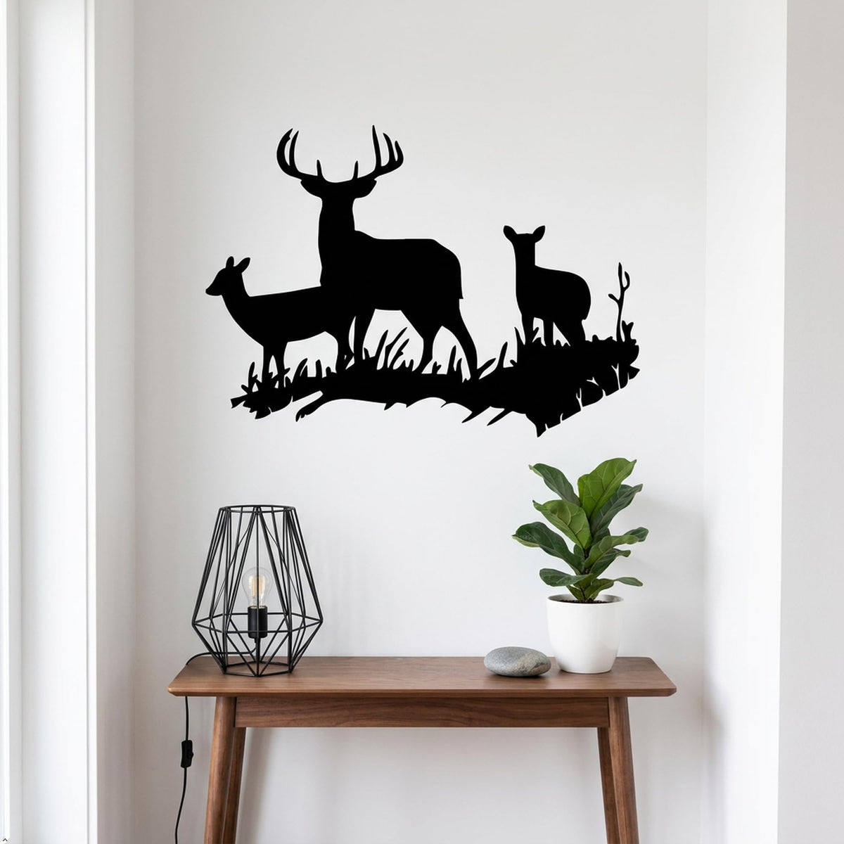 Picniva Buck Deer Doe Silhouette Wall Decal, Black, 16 x 23 in