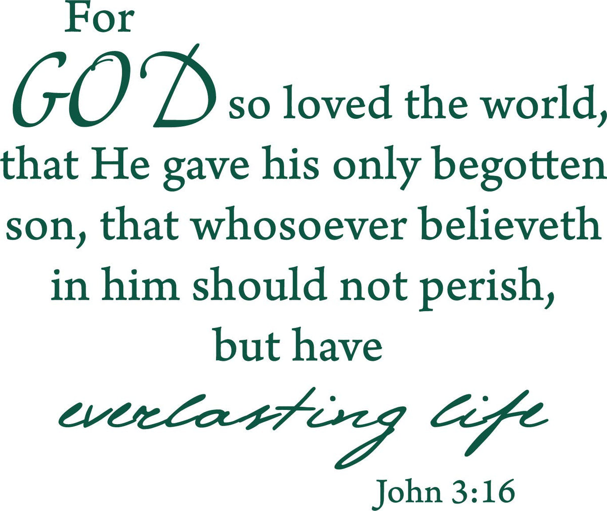 Decaltor John 3:16 Bible Verse Wall Decal, Home Decor