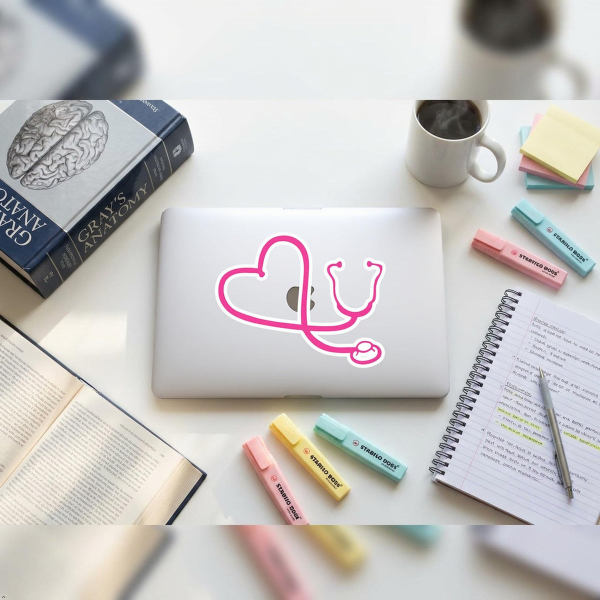 Decaltor Heart Stethoscope Vinyl Decal for Car Window Laptop, 6 in