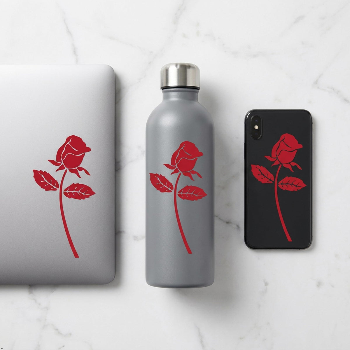 Decaltor Rose 5 in Vinyl Decal for Laptop Bumper Wall