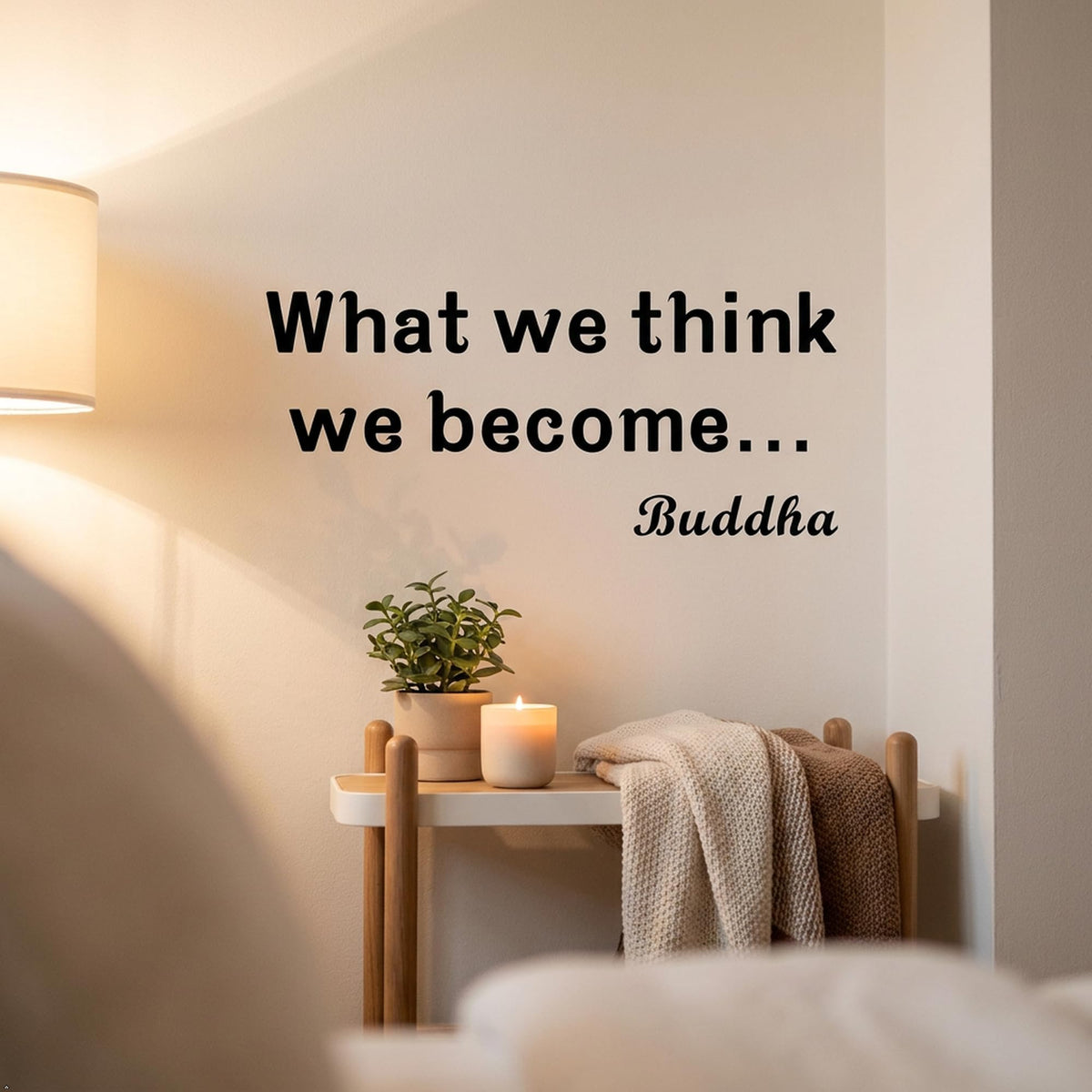 Picniva What We Think Become Buddha Vinyl Wall Decal Quote (Black, 22''Width)