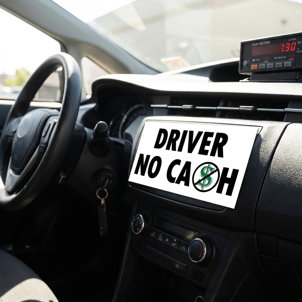 Picniva Driver No Cash Notice Stickers, 5 in, Two Pack