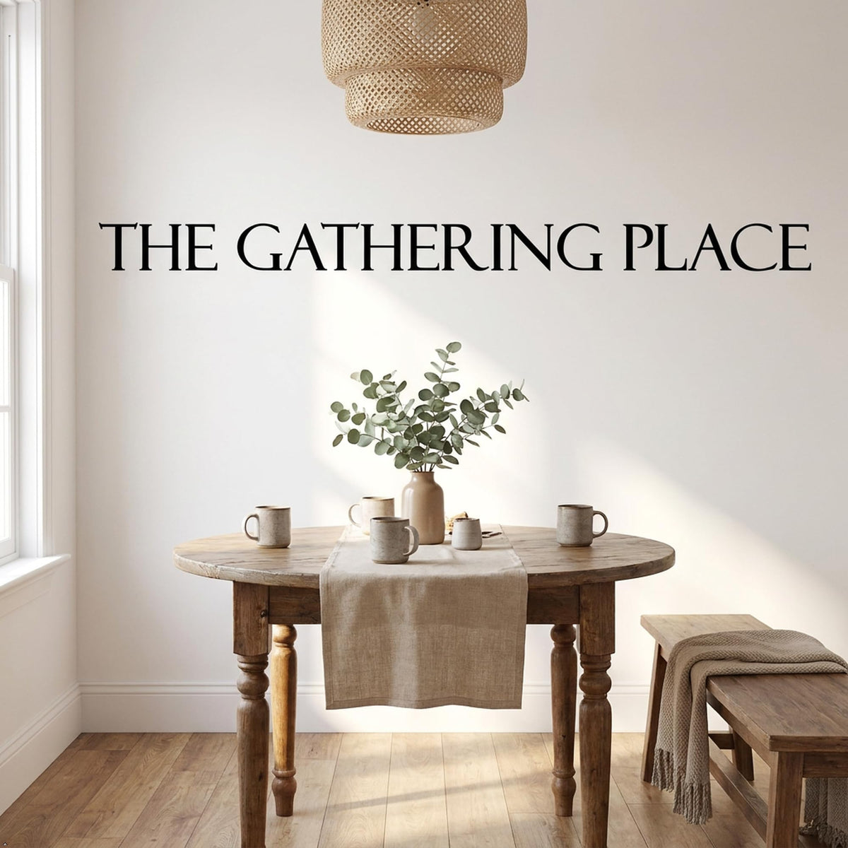 Picniva The Gathering Place Wall Decal Family Quote Home Decor Typography