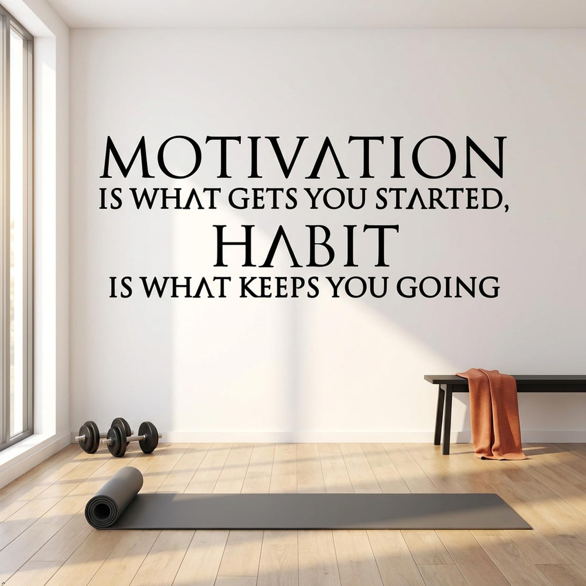 Picniva Motivation and Habit Quote Vinyl Wall Decal (Black, 40''Width)