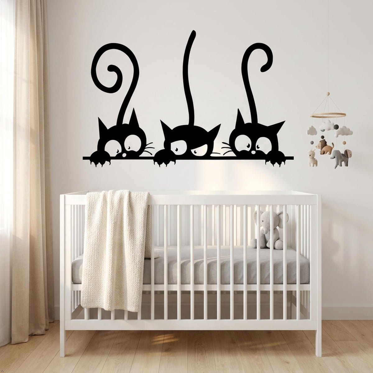 Decaltor Three Peeking Cats Vinyl Wall Decal for Home Decor