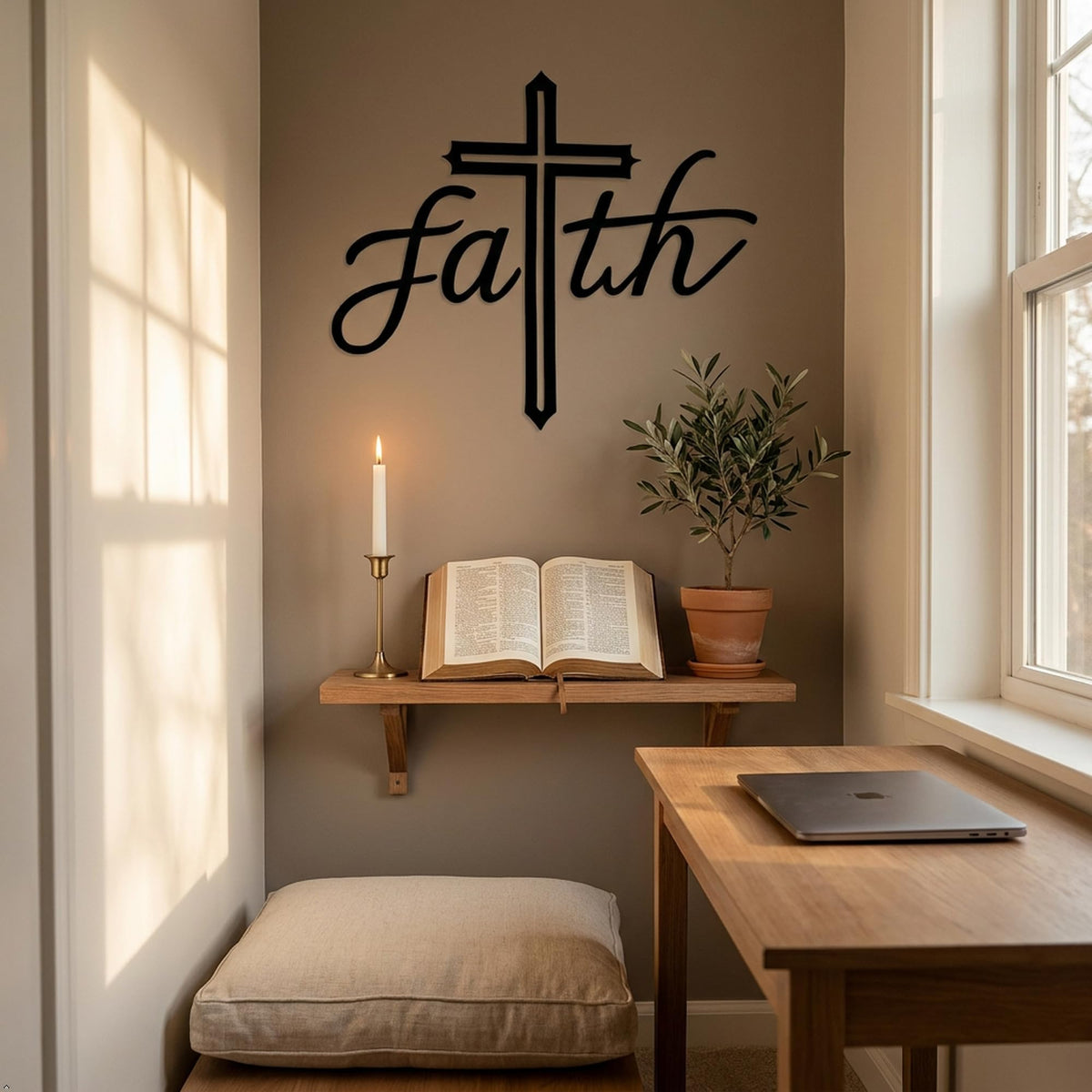 Picniva Faith Cross Matte Vinyl Wall Decal