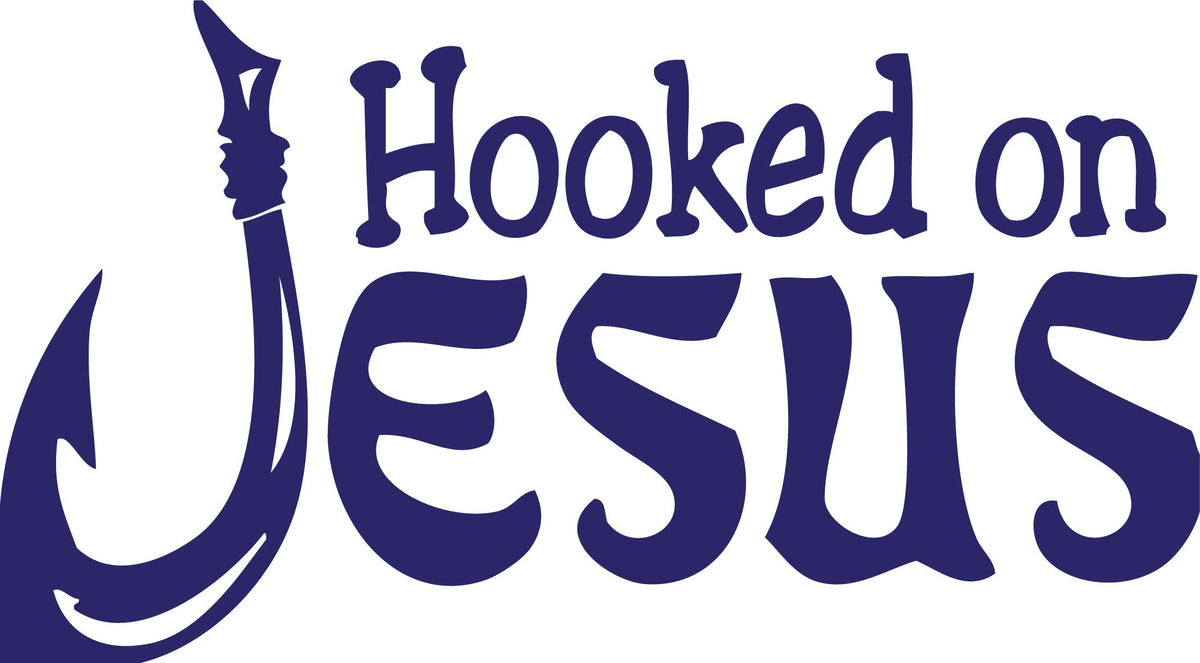 Decaltor Hooked on Jesus Vinyl Decal for Car Window Laptop, 5 in