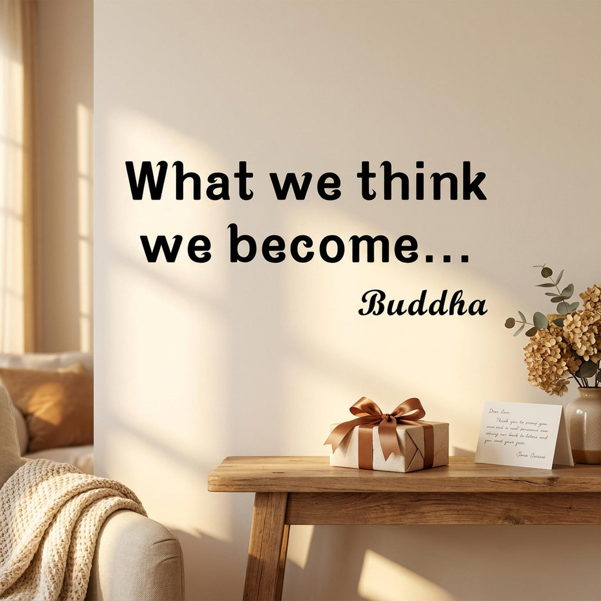 Picniva What We Think Become Buddha Vinyl Wall Decal Quote (Black, 22''Width)