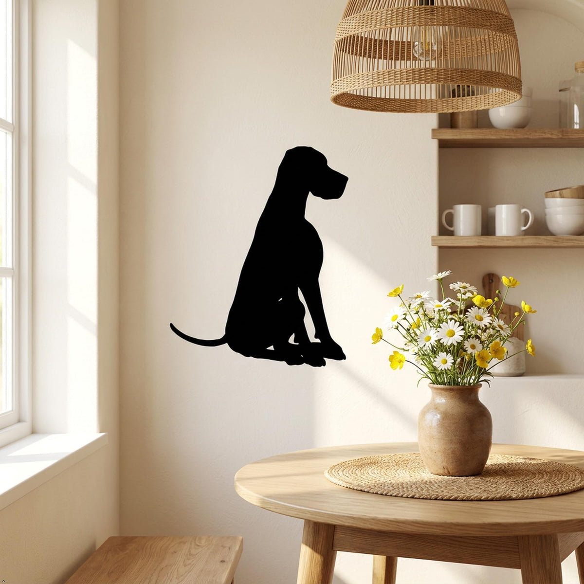 Picniva Great Dane Style 8A Removable Vinyl Wall Decal (Black, 10''Width)