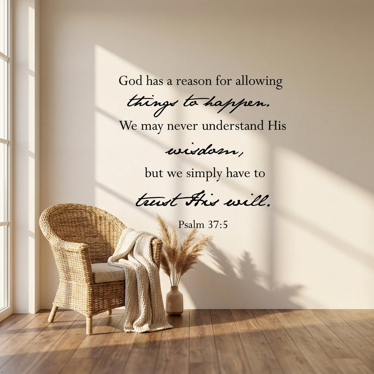 Decaltor Psalm 37:5 Trust His Will Christian Quote Vinyl Wall Decal Decor