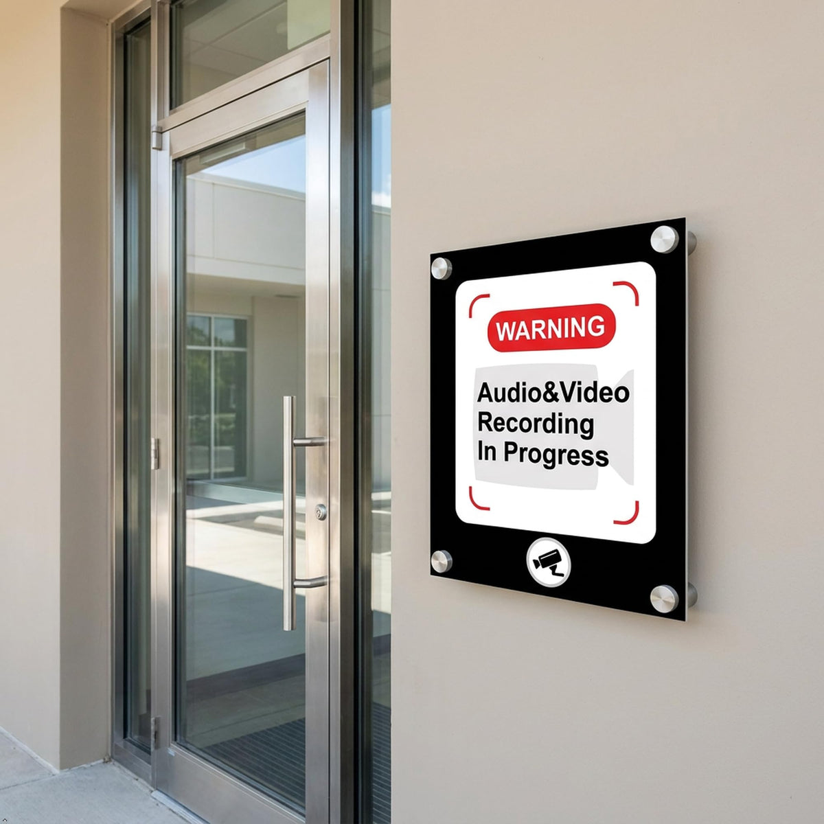 Picniva Audio Video Recording Notice Stickers, 5 in, Two Pack