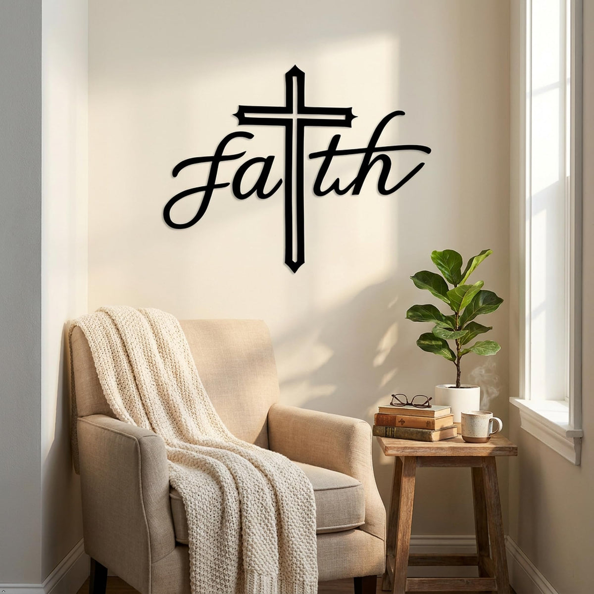 Picniva Faith Cross Matte Vinyl Wall Decal
