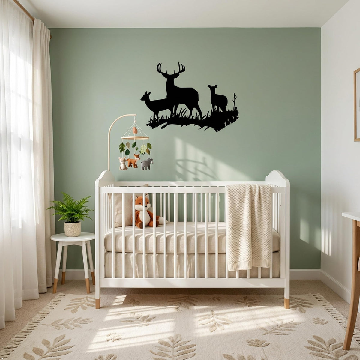 Picniva Buck Deer Doe Silhouette Wall Decal, Black, 16 x 23 in