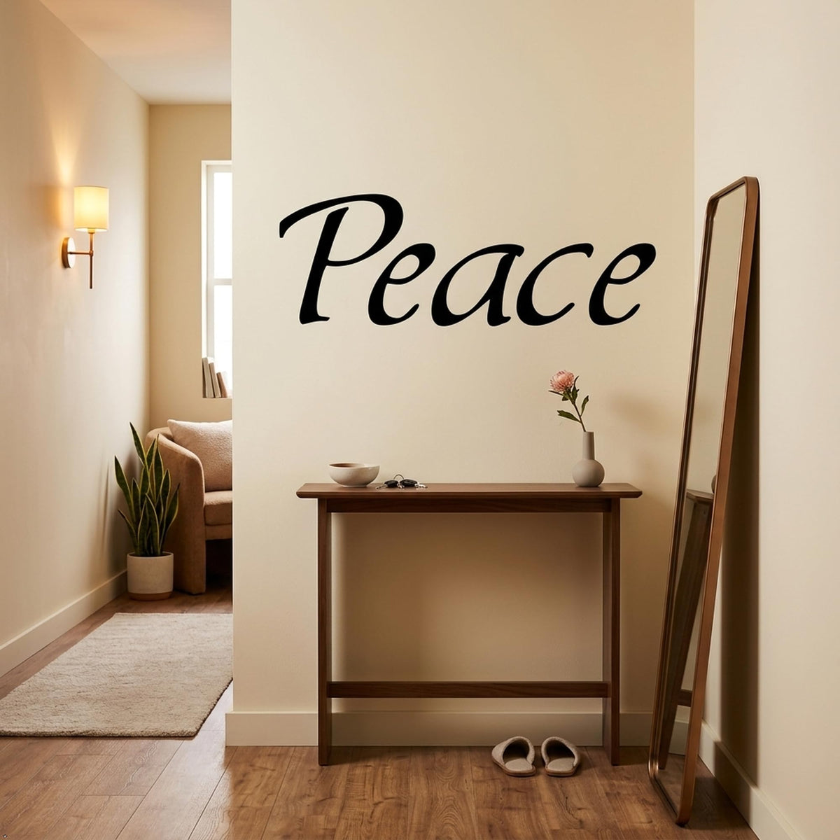 Picniva Peace Removable Vinyl Wall Decal (Black, 30''Width)
