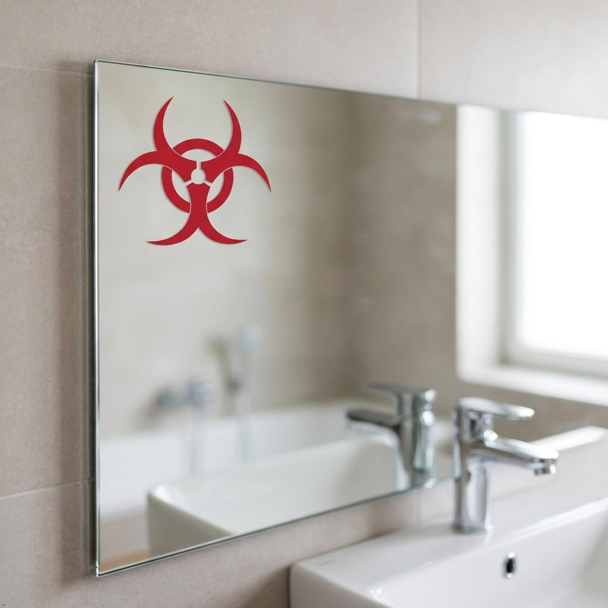 Decaltor Biohazard Symbol Vinyl Decal for Car Windows, Garage Decor