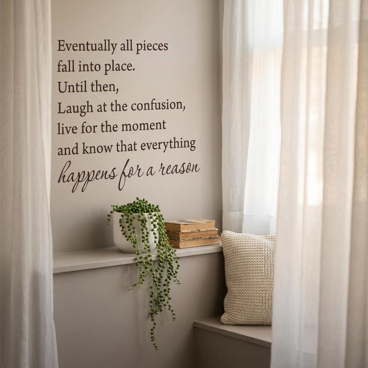 Picniva Eventually All Pieces Fall Into Place Wall Decal, Black, 18 x 22 in