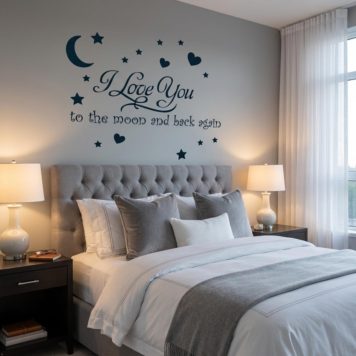 Decaltor Moon and Back Quote Vinyl Wall Decal, Home Decor