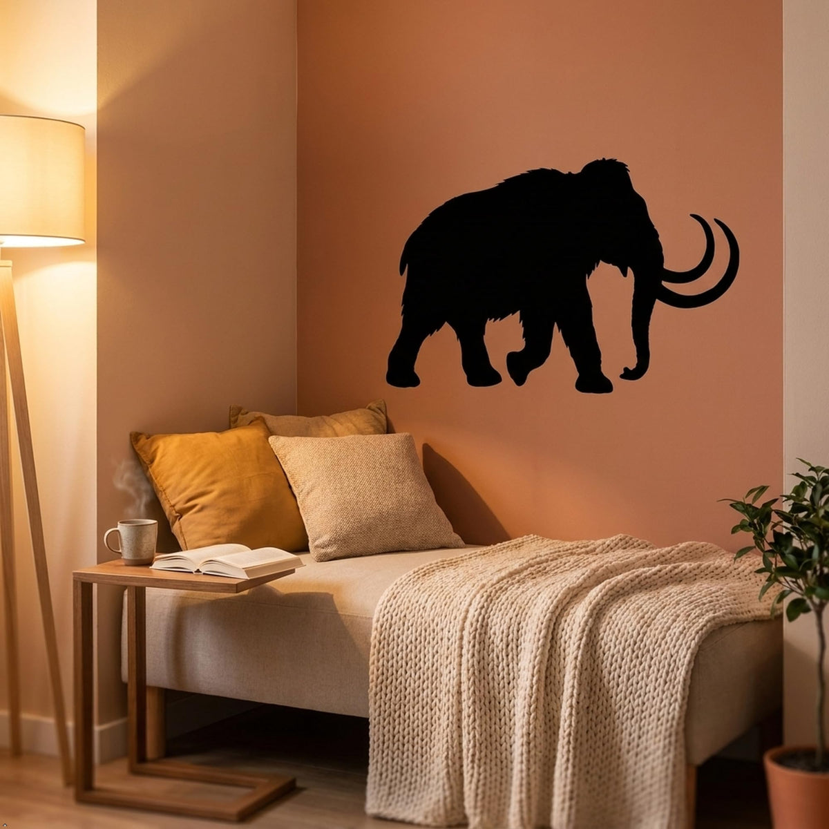 Picniva Mammoth Sty2 Vinyl Wall Decal Removable - Color: Black - Size: 22'' Width
