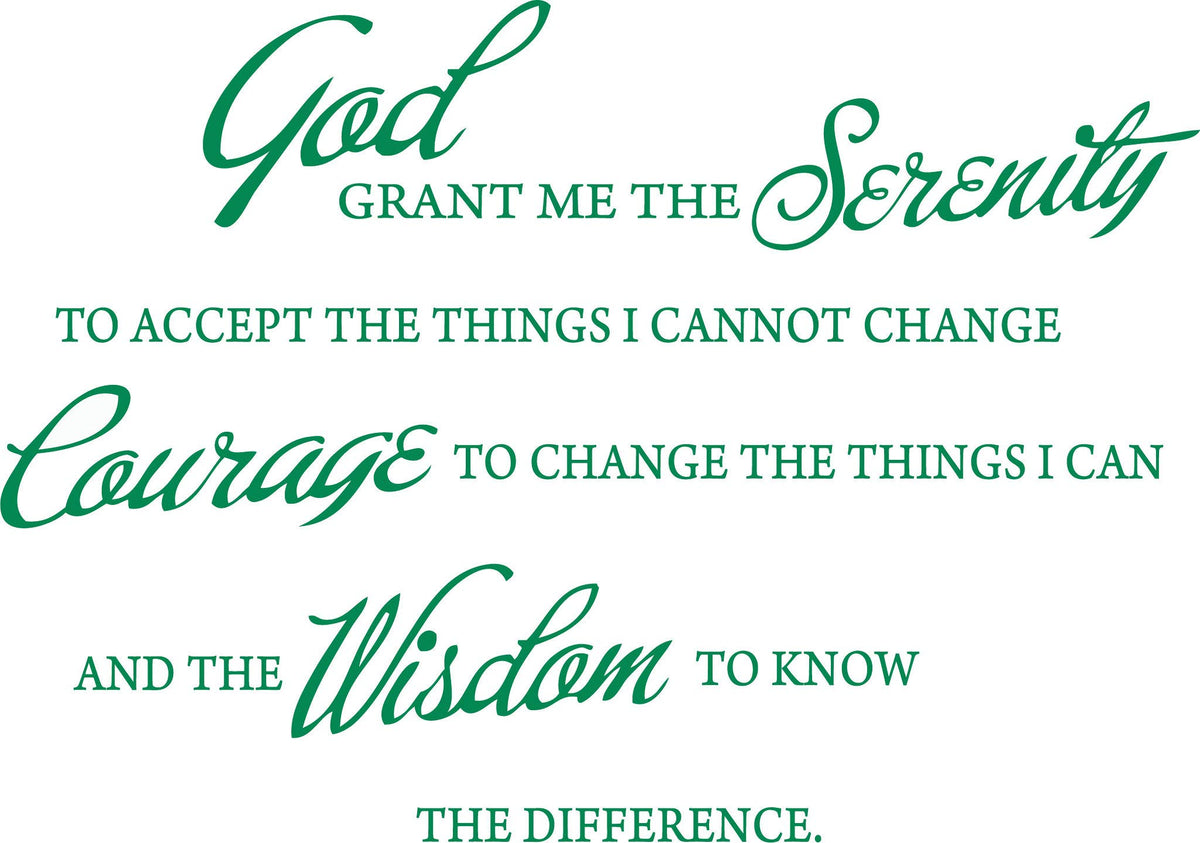 Picniva Serenity Prayer Vinyl Lettering Wall Decal, Green, 15 x 22 inches