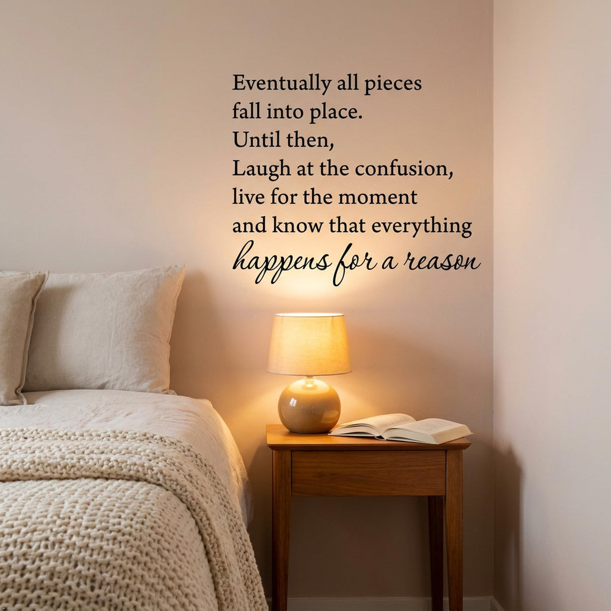 Picniva Eventually All Pieces Fall Into Place Wall Decal, Black, 18 x 22 in