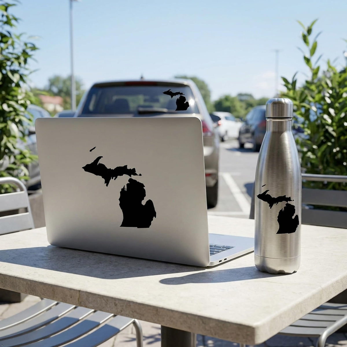 Picniva Black Michigan MI State Map Car Vinyl Decal, 3 in - Color: black - Size: 3 inches