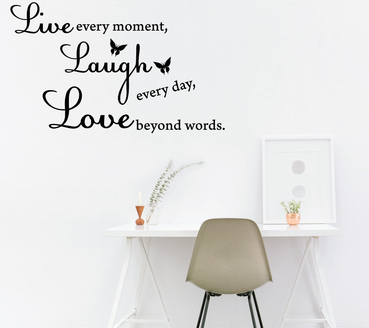 Picniva Live Every Moment Quote Vinyl Wall Decal, Black, 15 x 22 in