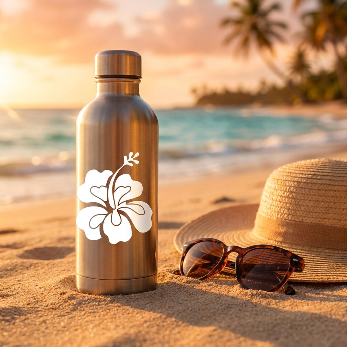 Decaltor Hawaiian Hibiscus Flower Vinyl Decal, 5 in square