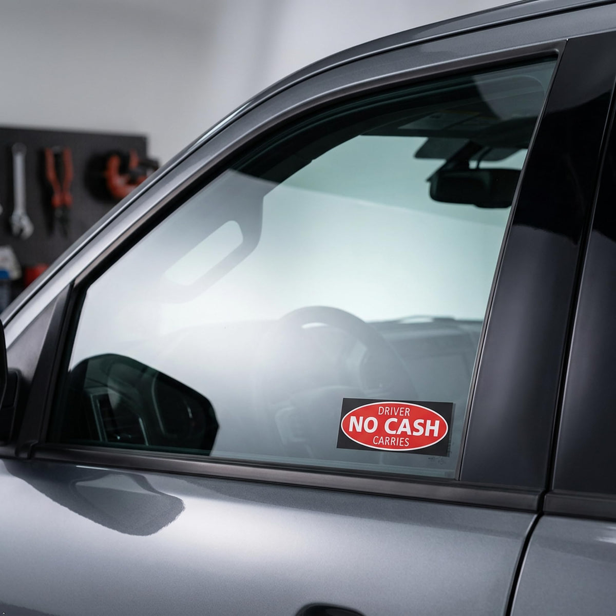Picniva Driver Carries No Cash Stickers, 9 x 22 in, Two Pack